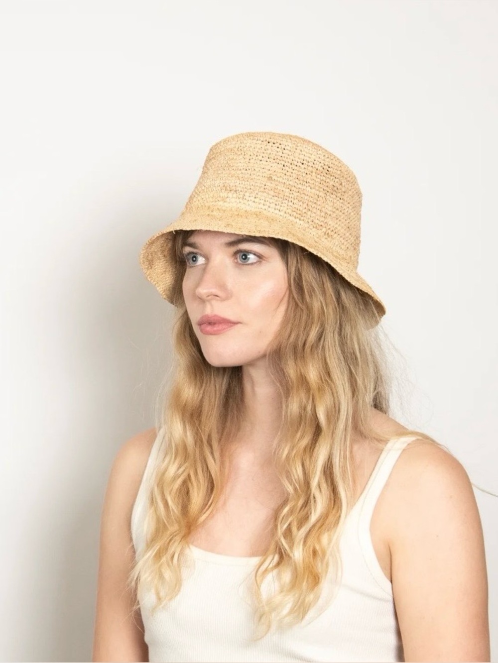 Classic Straw Bucket Hat - Tan - Picture 2 of 4